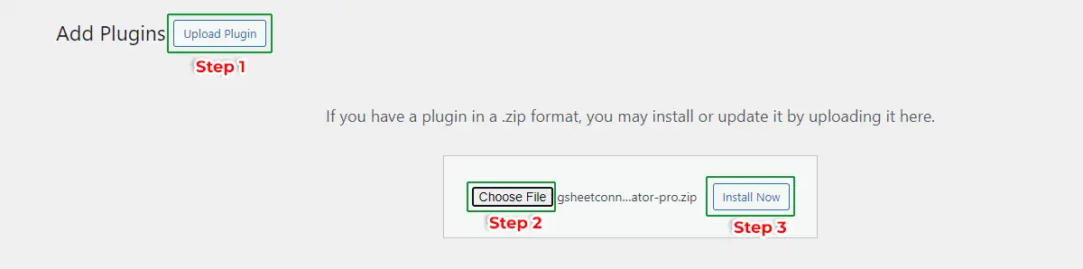 Formidable Forms Google Sheet Connector PRO plugin installation