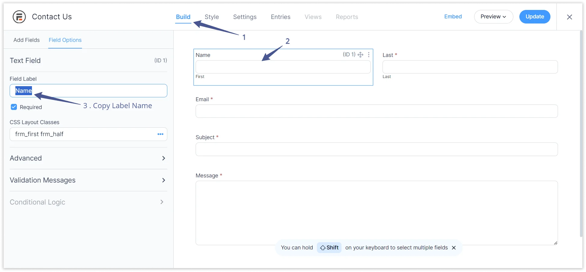 Formidable Forms Google Sheet Connector Plugin Settings