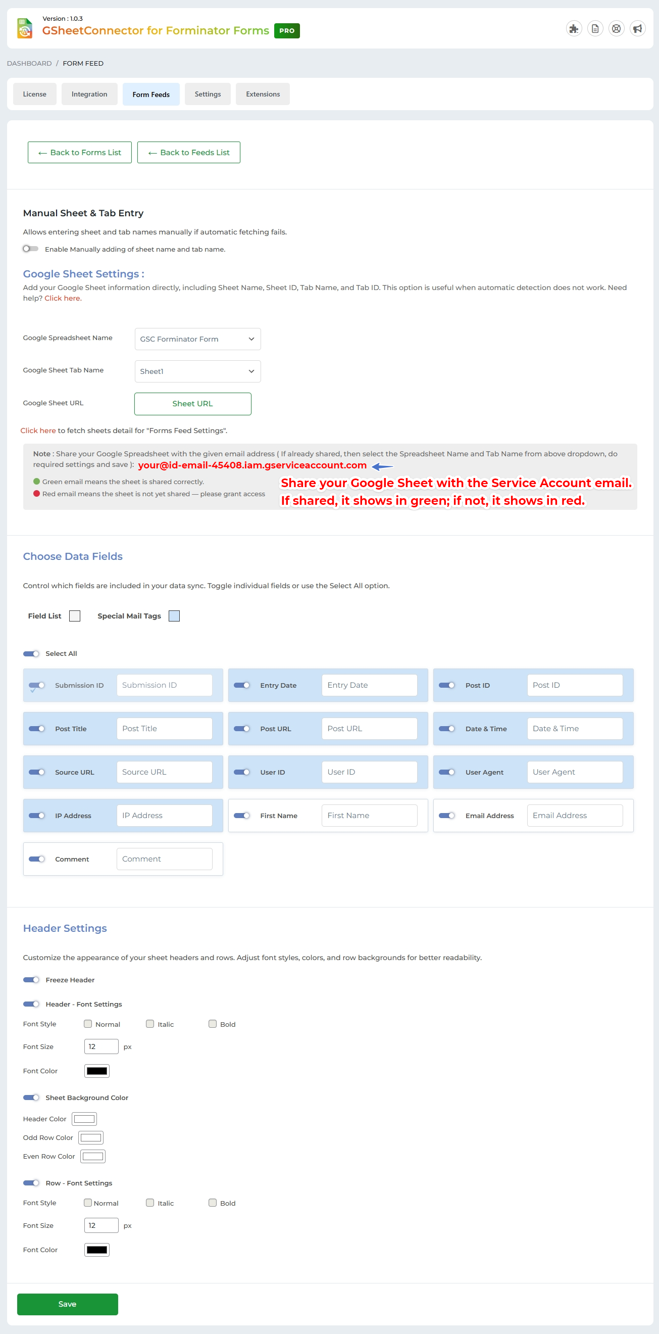 Service Account Setting Pro Version – Google Sheet Connector Google Sheet Connector Elementor Form - Google Sheet Settings – (Auto Settings)