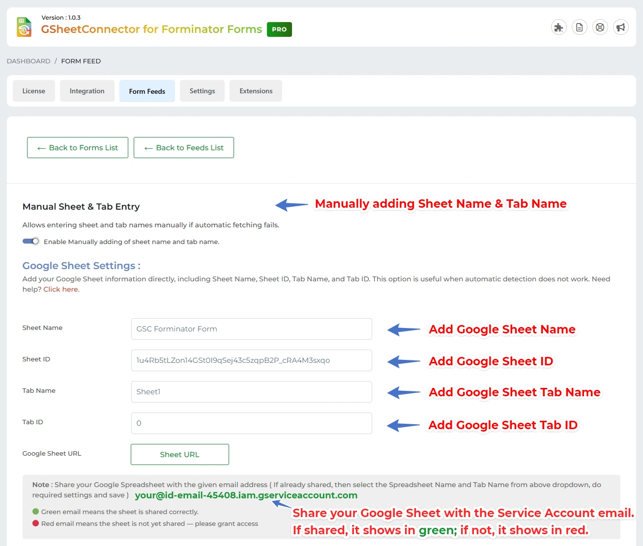 Service Account Setting Pro Version – Google Sheet Connector Google Sheet Connector Elementor Form - Manual Setting