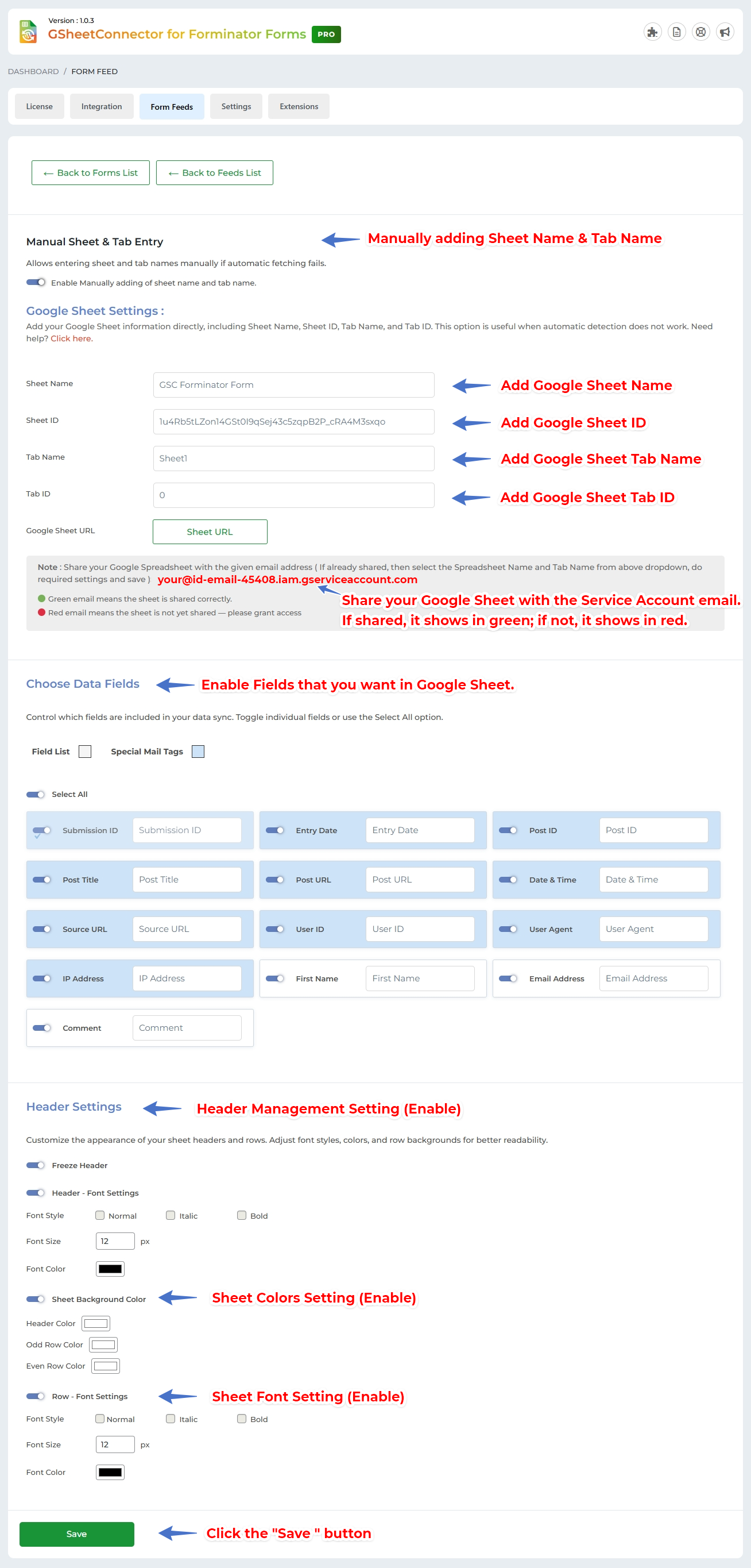 Service Account Setting Pro Version – Google Sheet Connector Google Sheet Connector Elementor Form - Manual Setting