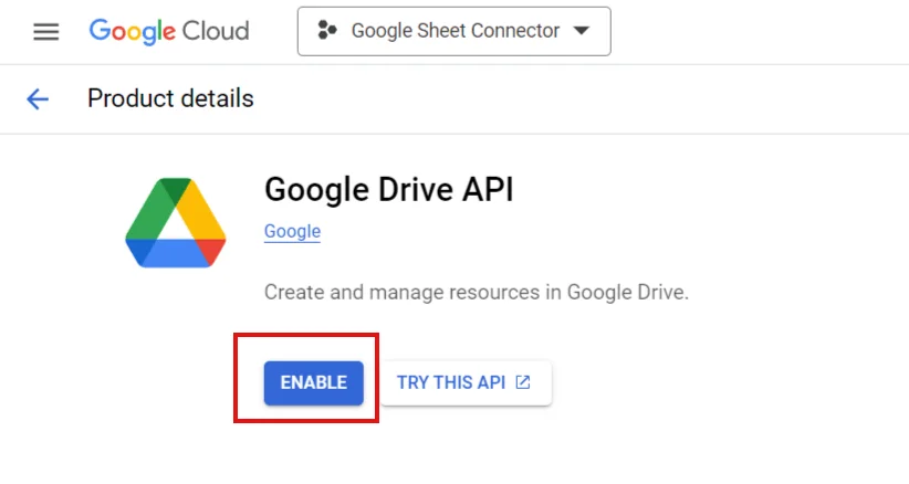 API-Click-Enable-Google-Drive API Click Enable Google Drive