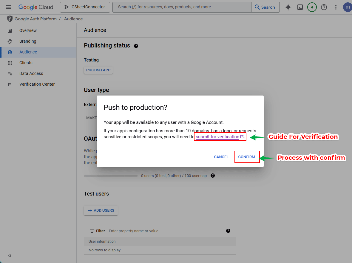 Submit Verification Add Scopes