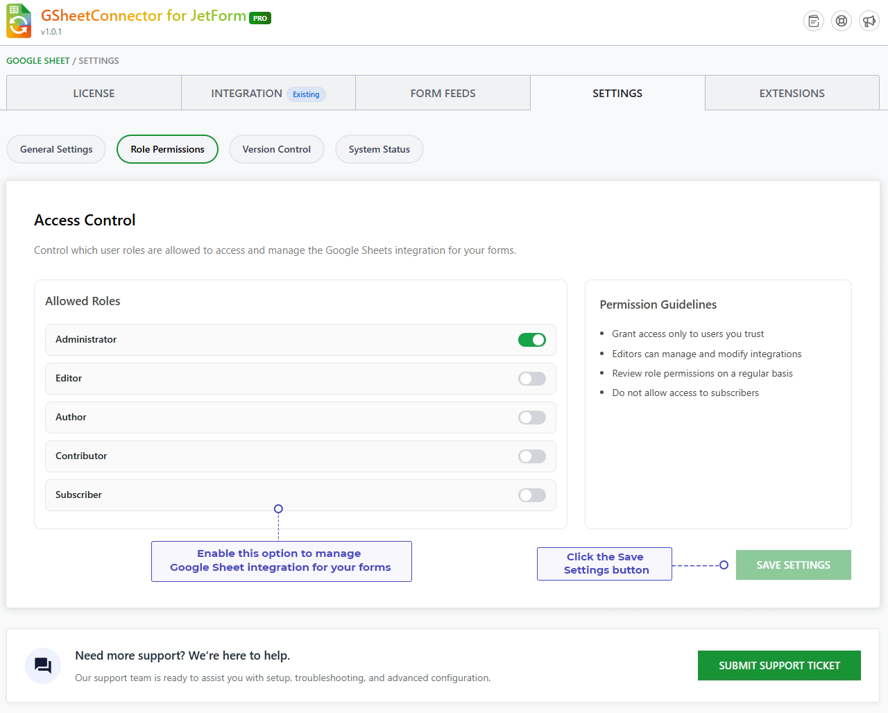 Access Management settings