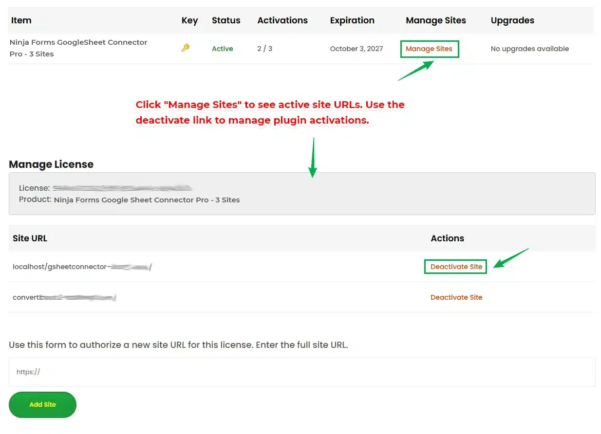 Activating Ninja Forms Google Sheet Connector PRO plugin