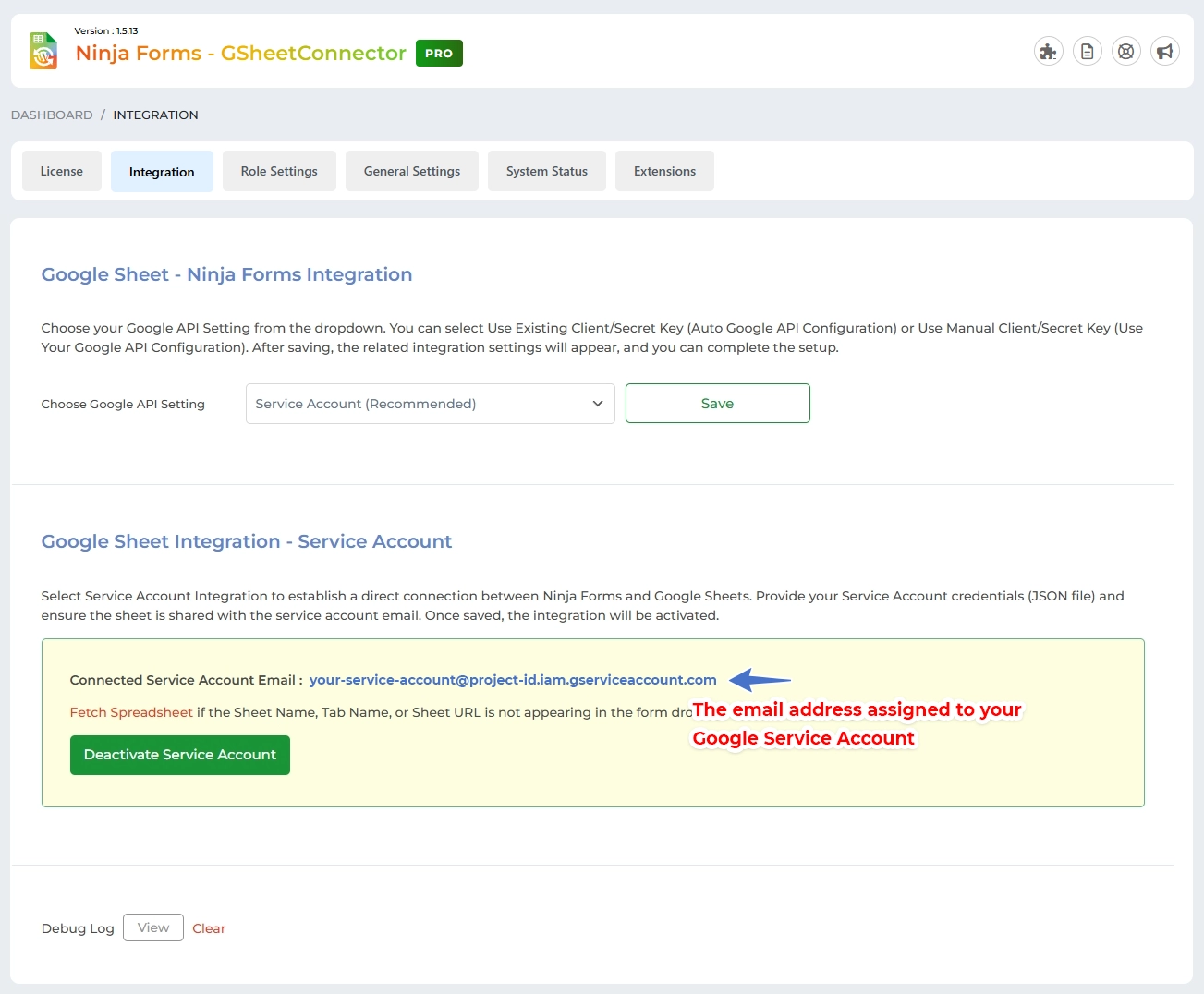 Service Account Setting Pro Version – Google Sheet Connector Authentication Method - Service Account
