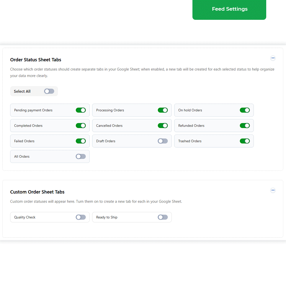WooCommerce order status sheet tabs in Google Sheets for pending, processing, completed and custom statuses WooCommerce order status sheet tabs in Google Sheets for pending, processing, completed and custom statuses