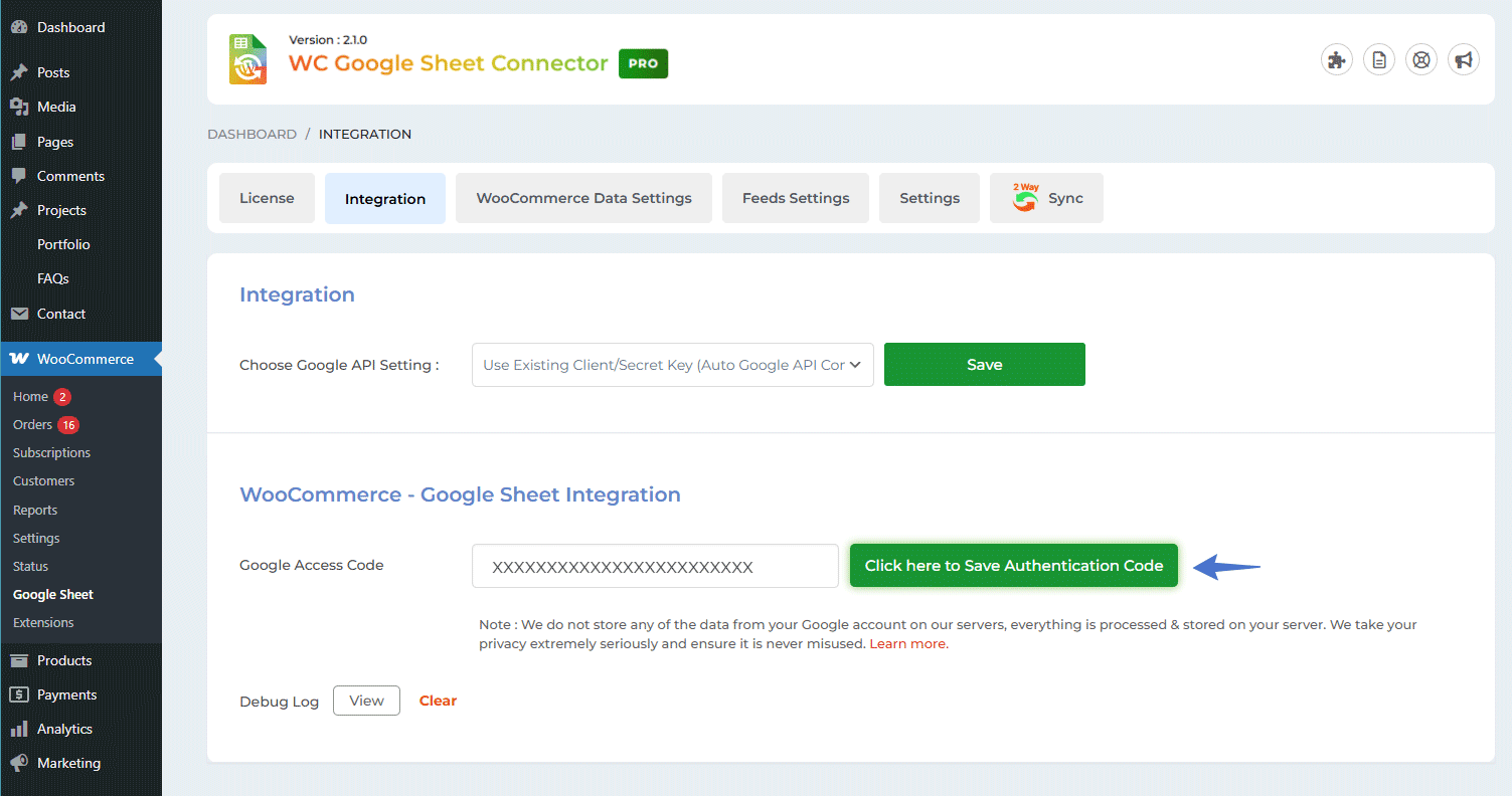 WooCommerce Google Sheet Connector Sign in with Google